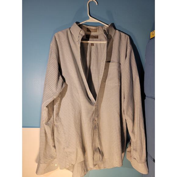 Clay Brooke Mens White/Blue Button Down Collared Dress Shirt Size 17 - 36/37 - Picture 2 of 8